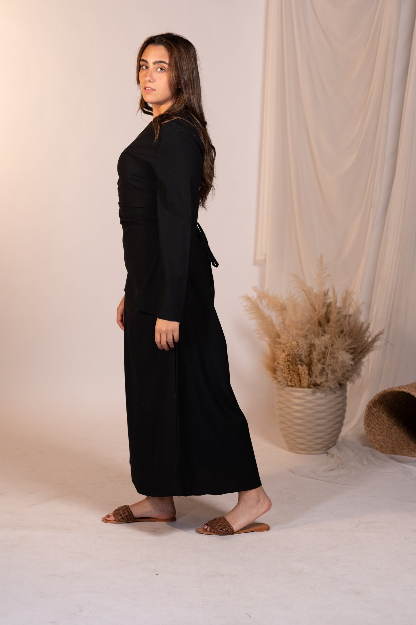 Tie-Back Dress - Black