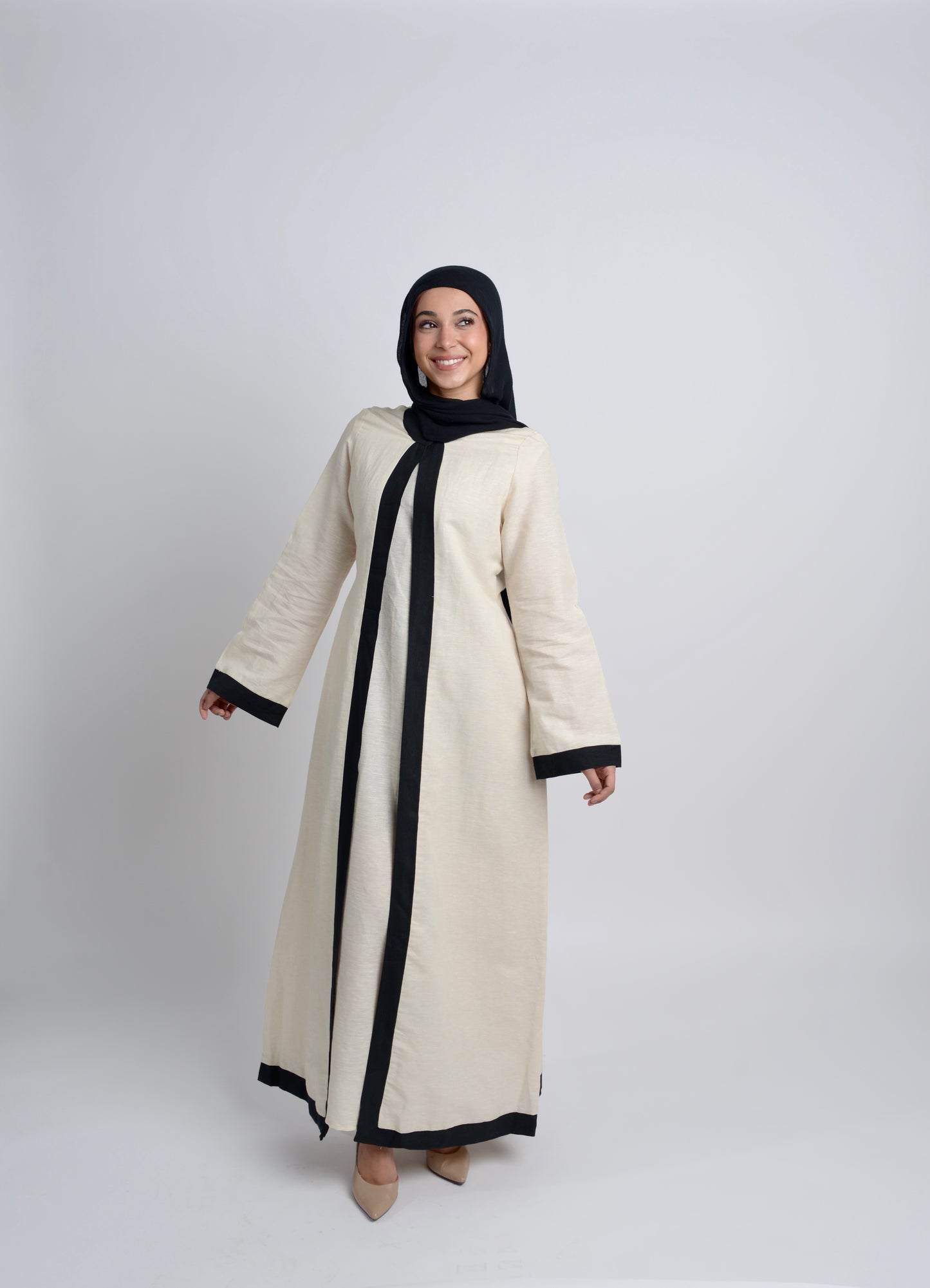 Contrast Abaya Set With Matching Under Dress