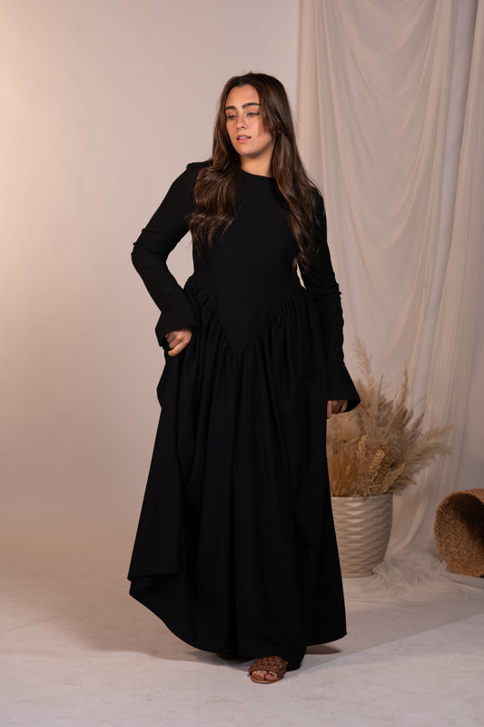 V-Waist Dress - Black