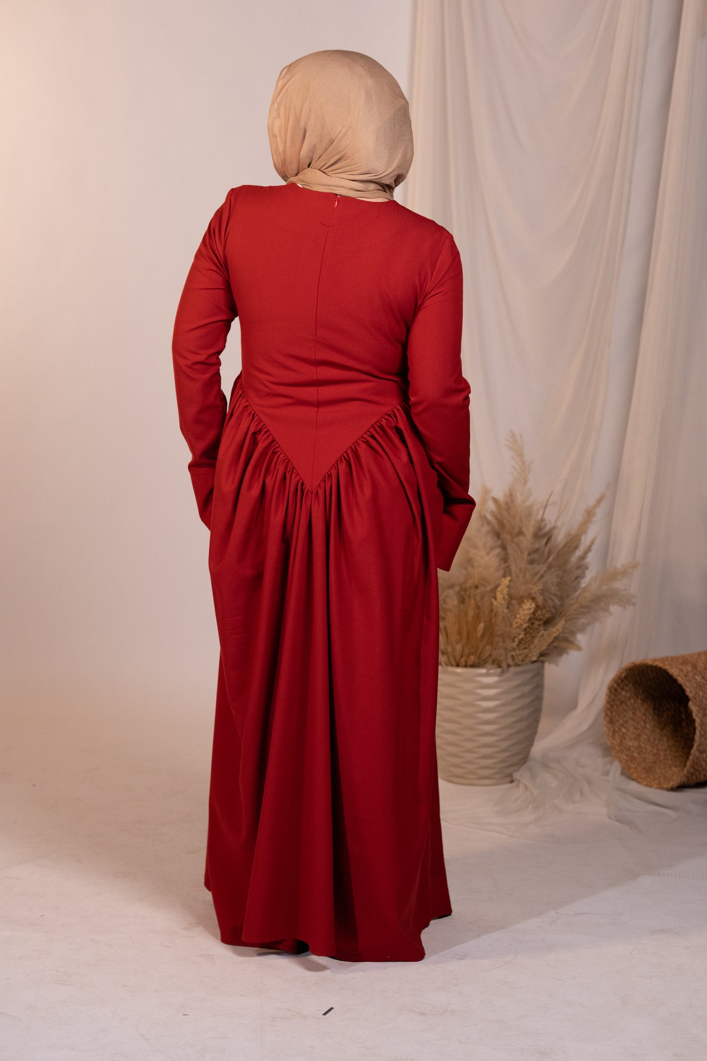 V-Waist Dress - Deep Red